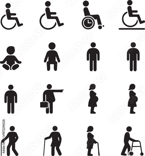 Collection of icons representing various accessibility and diversity symbols