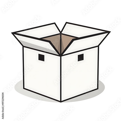 Empty Cardboard Box Outline Vector Isolated