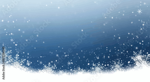 Winter background, snowy scene, blue gradient, frosty landscape, snowflakes