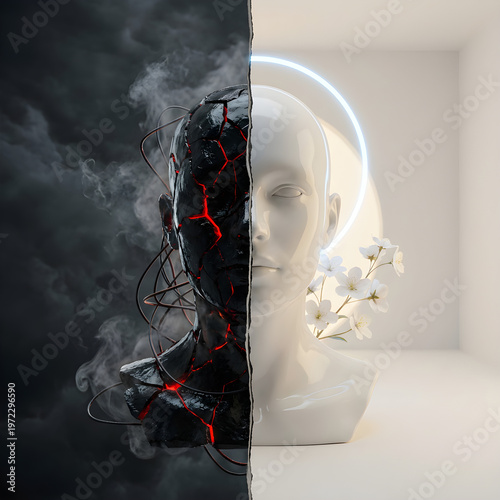 Mental Health Balance Concept from Chaos to Calm Mind