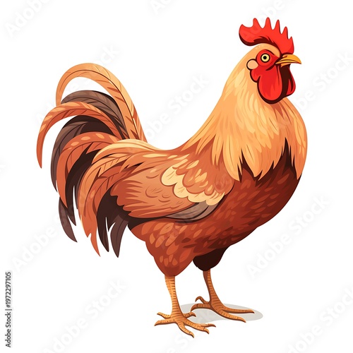 Detailed Chicken Vector on White Background
