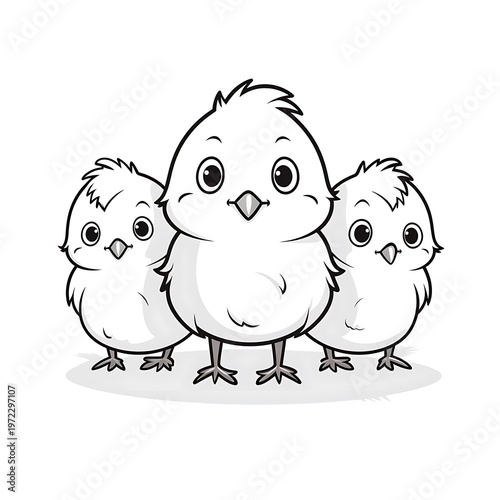 Adorable Chick Outline Cartoon Vector Illustration