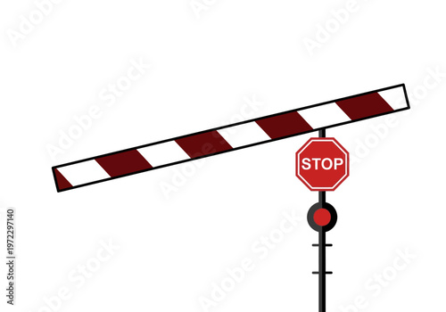 Railway Crossing Arm with Stop Sign Down.