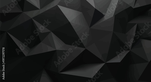 Geometric, Black, 3D Polygonal Background, Dark Abstract