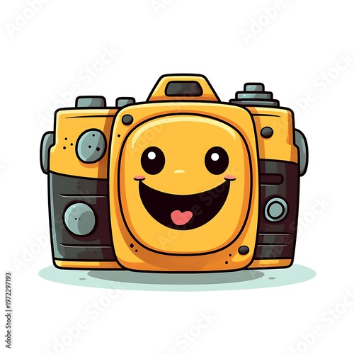 Cheerful Cartoon Camera Character Illustration