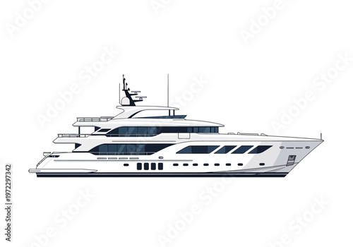 Luxury Yacht Side View Illustration.