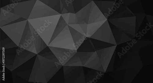 Abstract dark background featuring a complex geometric pattern of triangular shapes and dark shades Vector