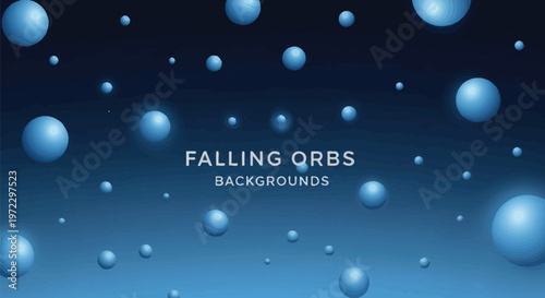 Falling Orbs, Blue Gradient Backgrounds, Vector Bubbles, Abstract Patterns