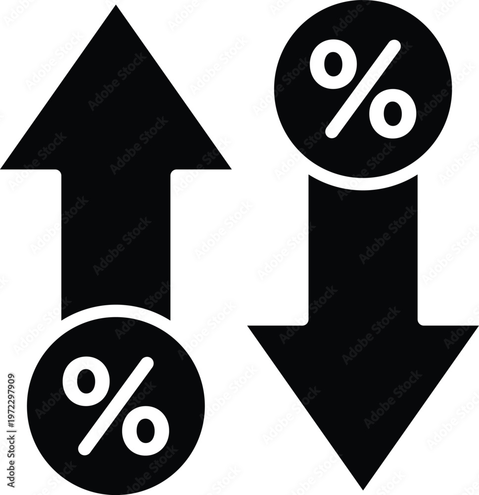 Obraz premium Percentage Increase & Decrease Arrows