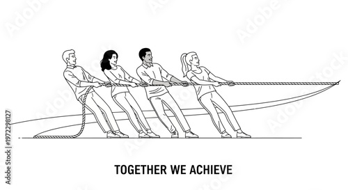 Teamwork, cooperation, unity, achievement, motivational vector illustration isolated on White Background