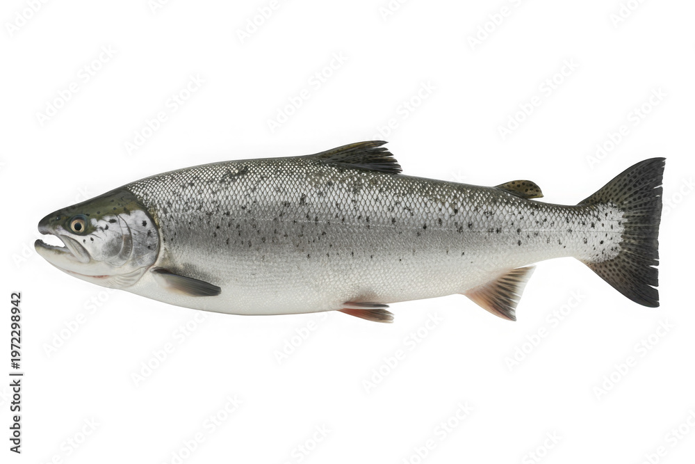 Obraz premium Isolated Pacific salmon fish for sale, a common commercial fish with nutritional values