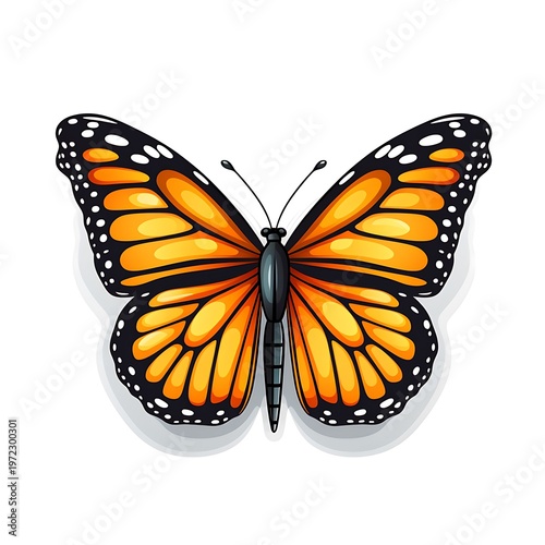 Vibrant Monarch Butterfly Illustration Art Stock