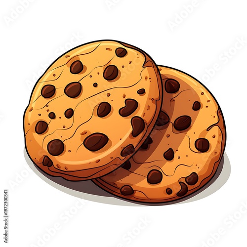 Cartoon Style Cookie Line Vector Illustration