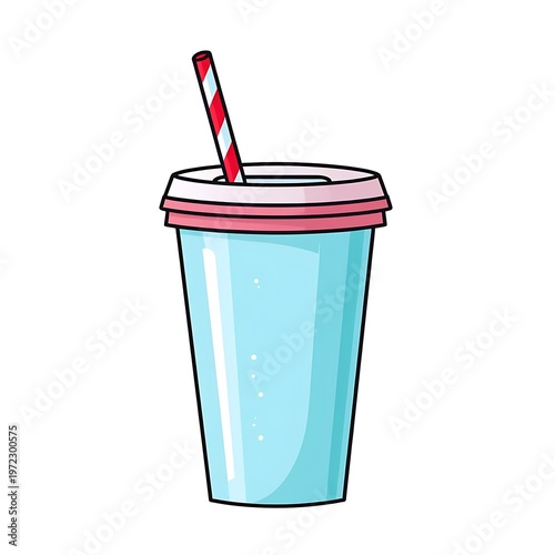 Colorful Plastic Cup with Straw Icon