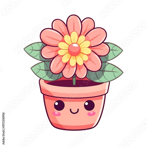 Charming Cartoon Flower Pot Illustration