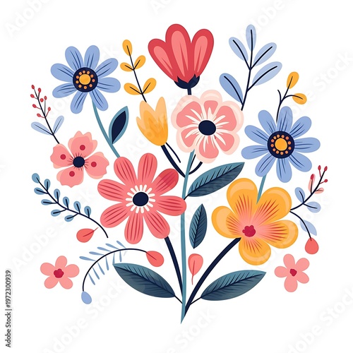 Whimsical Floral Cartoon Design for Decoration