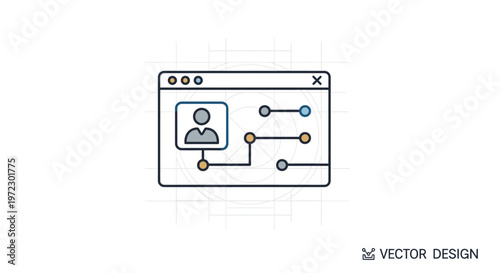 Online interface icon showing a user profile and network connections concept
