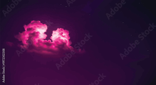 An artistic representation of two glowing pink abstract shapes set against a dark purple backdrop Vector