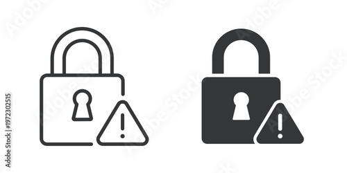 Padlock Security Alert thin line and solid icon. Multi series icon. Web minimal icon