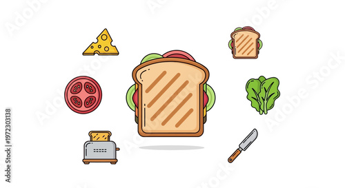 Sandwich with ingredients on a plate.