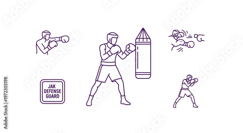 Boxer training with punching bag equipment.