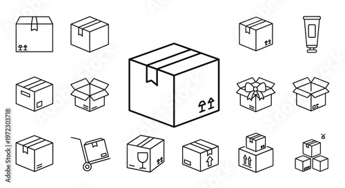 Various cardboard boxes and parcels.