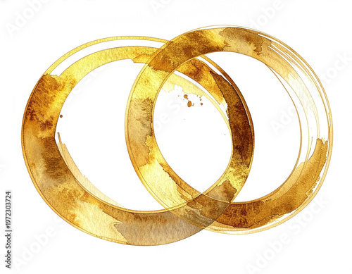 Złote obrączki ślubne ilustracja akwarelowa
