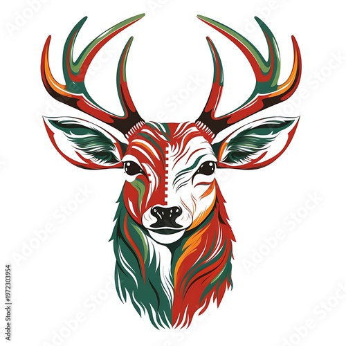 Patriotic Deer Portrait with National Colors
