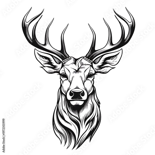 Whimsical Deer Line Art Cartoon Illustration