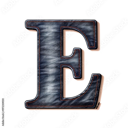 Elegant Denim Label with Latin Letter E