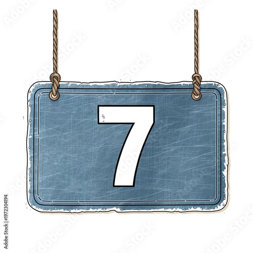 Classic Denim Label Number 7 Cartoon