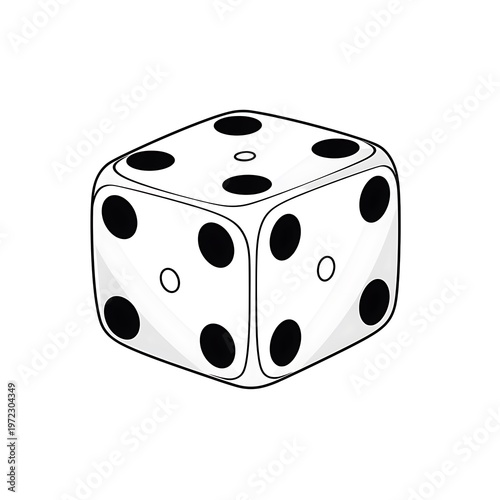Top View Dice Outline on White Background