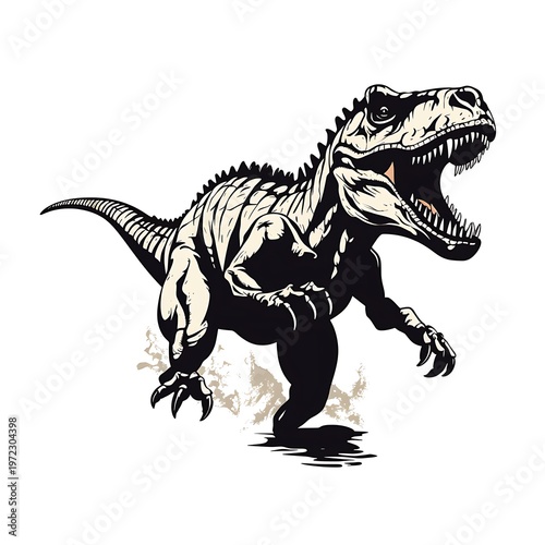 Dynamic Rex Dinosaur Skeleton Running Silhouette