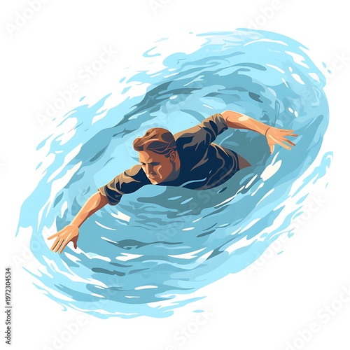 Warning: No Swimming Zone Vector Illustration