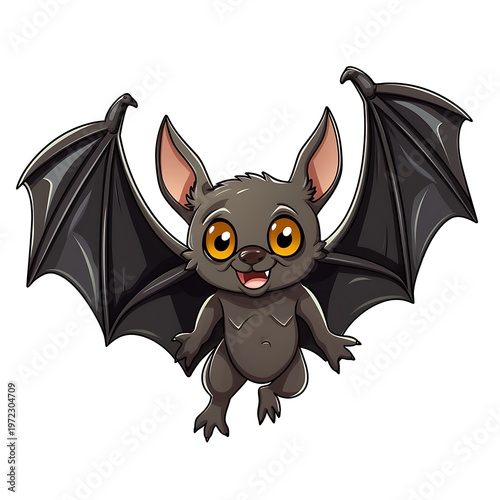 Playful Bat Cartoon for Kids Illustration