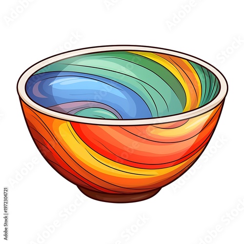 Vibrant Bowl Coloring Illustration on White