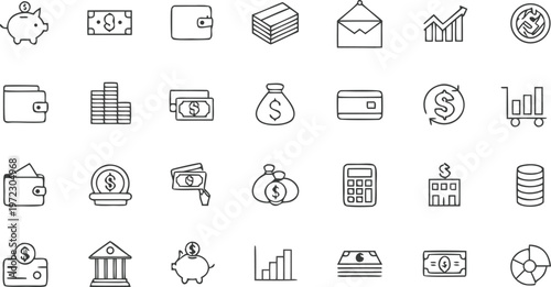 set of business grow up and business them icon for web vector illustration.