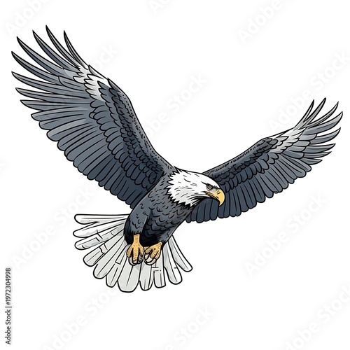 Majestic Eagle Line Art Illustration Isolated