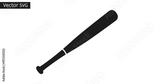Baseball Bat Silhouette Icon - Vector Graphic