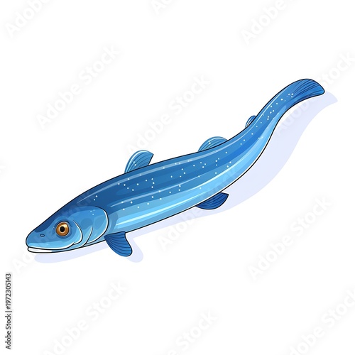 Sleek Eel Fish Vector on White Background