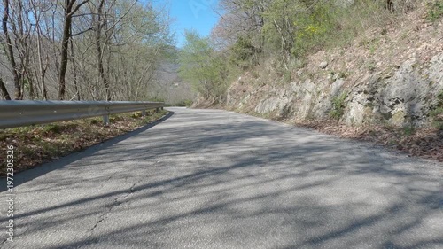 POV driving on a narrow countryside road near Rocchetta a Volturno, Italy