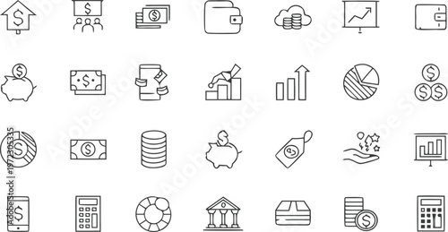 set of business grow up and business them icon for web vector illustration.
