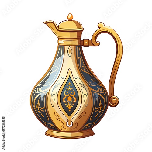Elegant Ewer Top View Vector Illustration