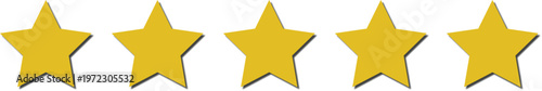 Star rating icon set with five gold stars for review feedback quality rating and customer evaluation concept