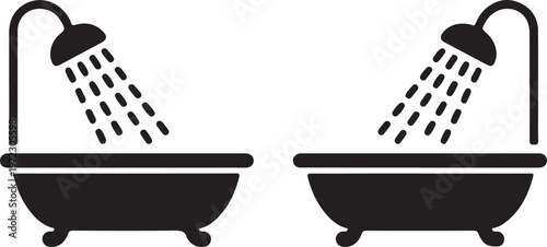Comparison of shower water flow patterns in bathtubs with different spray styles