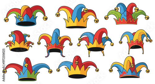 Jester Hats Collection - Colorful Medieval Fool Caps with Bells