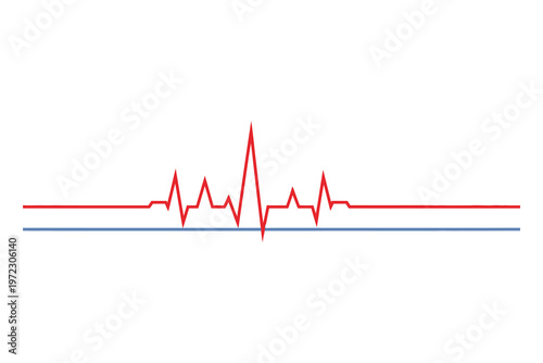 Abstract representation of heartbeat rhythm with colorful lines on a white background