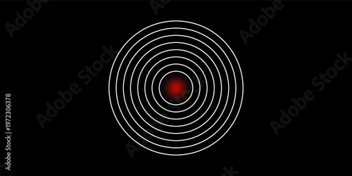 Pain Relief Target Icons: Concentric Red Circles for Healthcare, Radar, and Sound Wave Concepts. Pain red circle or localization mark, aching place sign, abstract symbol of pain