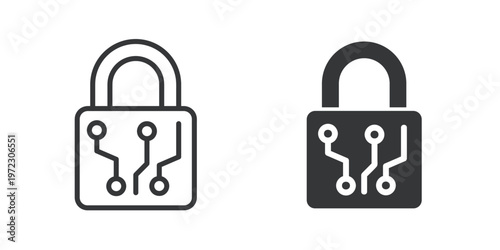 Cyber Security Padlock thin line and solid icon. Multi series icon. Web minimal icon