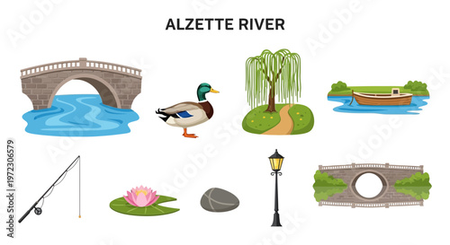 Collection of River Elements and Nature Scenes